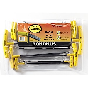 Bondhus 13138, Set 10 Balldriver and Hex T-Handles 3/32 - 3/8 (1)