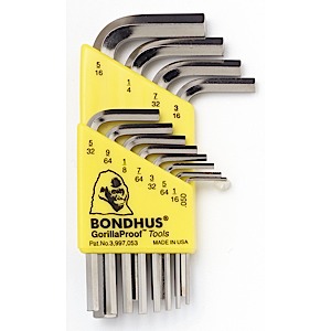 Short Arm Bondhus 16207 1/8 Hex Tip Key L-Wrench with BriteGuard Finish Tagged and Barcoded 